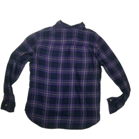 American Eagle Outfitters Soft Flannel Plaid Shirt Womens M Purple Viscose Blend - Picture 2 of 12